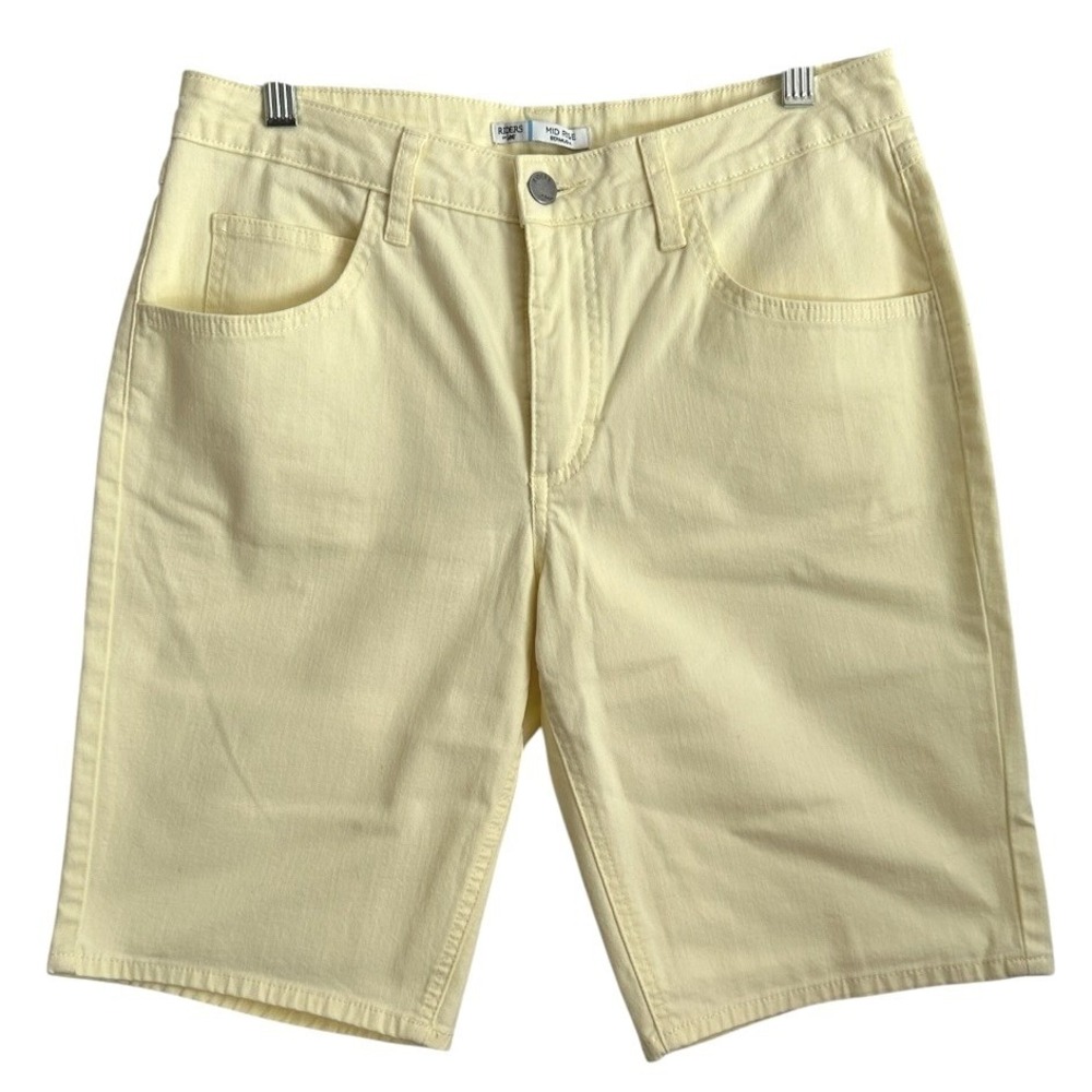 Riders by Lee Bermuda Shorts Women Pastel Yellow Mid Rise Stretch Soft Girl 10